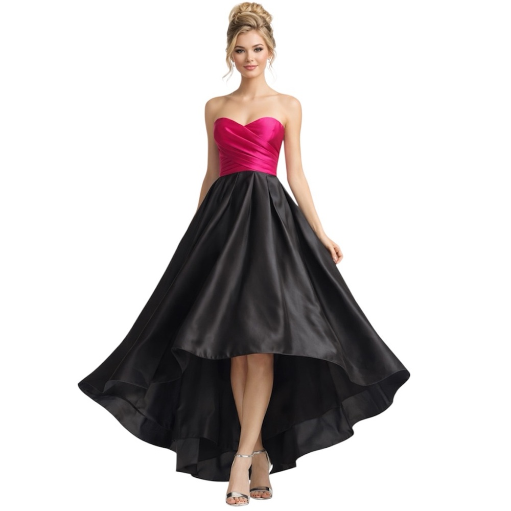 Shoshanna Prom Formal Midnight Gazar Dawn Midi Dress Strapless High Low Size 0